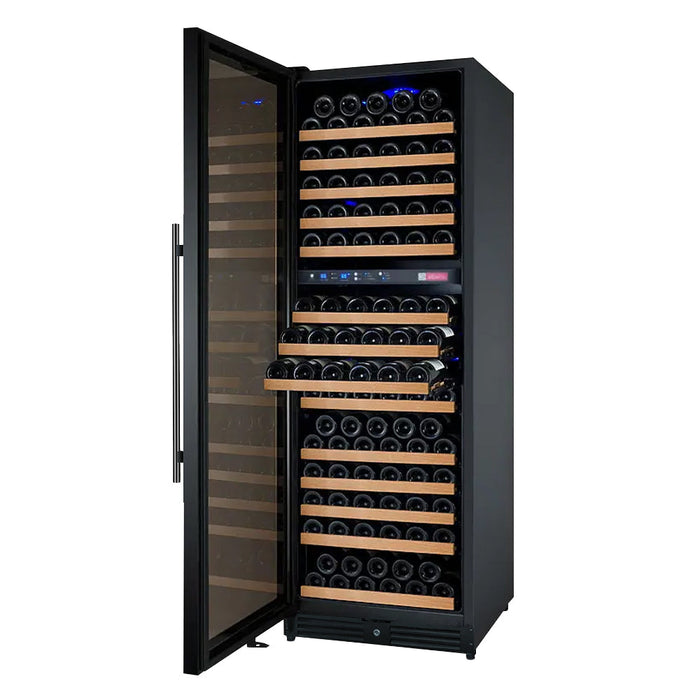 24" Wide FlexCount II Tru-Vino 172 Bottle Dual Zone Black Left Hinge Wine Refrigerator