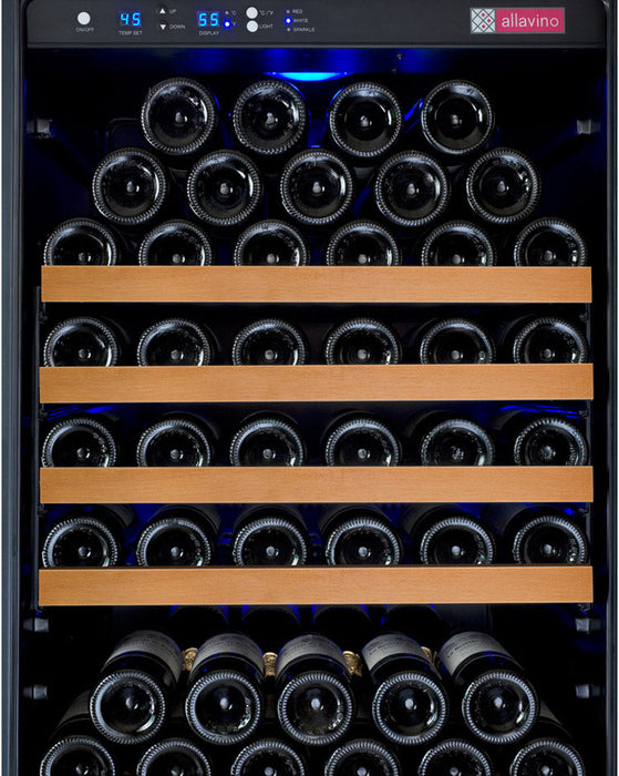 24" Wide FlexCount II Tru-Vino 177 Bottle Single Zone Black Left Hinge Wine Refrigerator