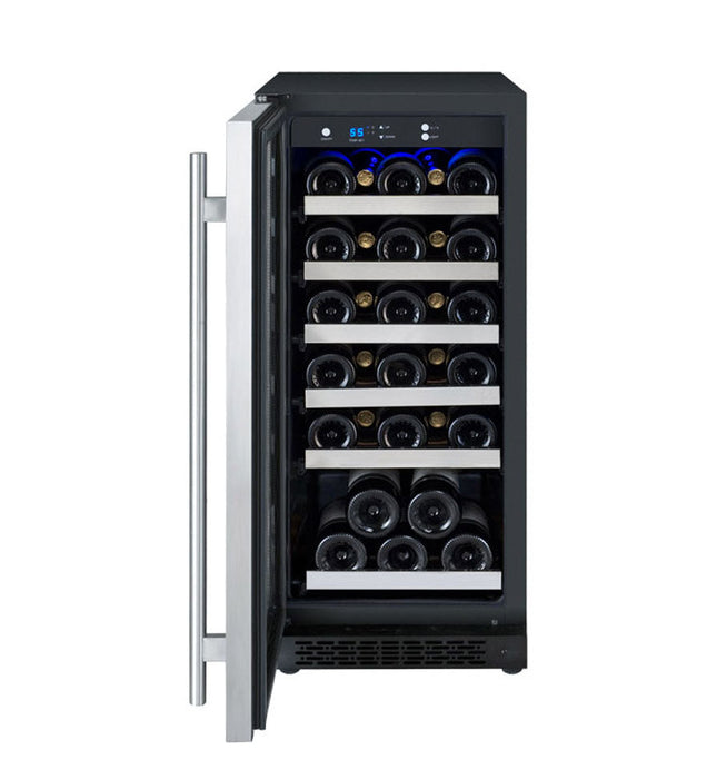 15" Wide FlexCount II Tru-Vino 30 Bottle Single Zone Stainless Steel Left Hinge Wine Refrigerator