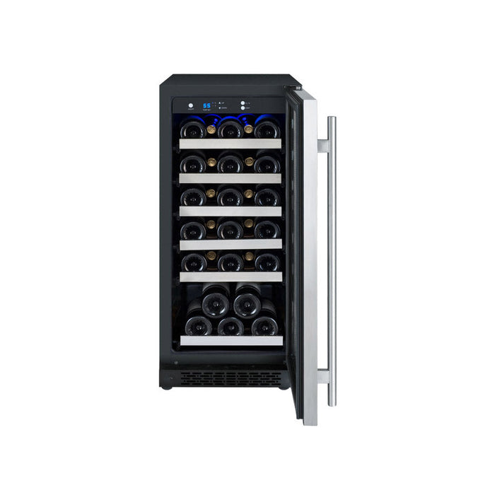 15" Wide FlexCount II Tru-Vino 30 Bottle Single Zone Stainless Steel Right Hinge Wine Refrigerator