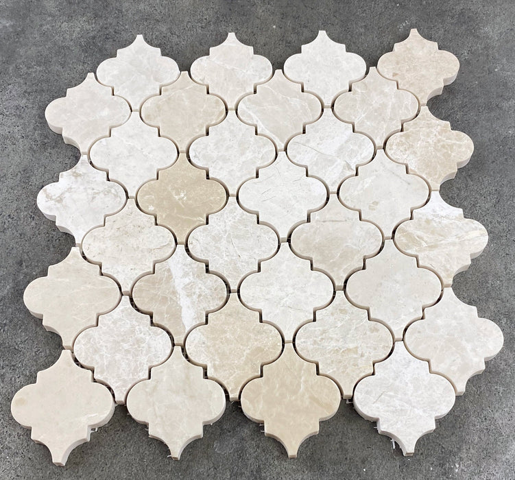 Vanilla Beige Marble Casablanca on 12" x 12" Mesh Mosaic Tile - Belair Collection