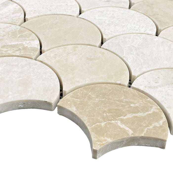 Vanilla Beige Marble Laguna on 12" x 12" Mesh Mosaic Tile - Belair Collection