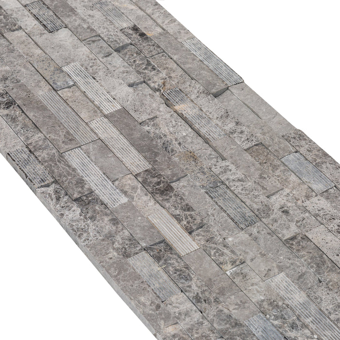 Ventana Gray Ledger 3D Panel 6"x24" Multi Surface Natural Marble Wall Tile - Belair Collection
