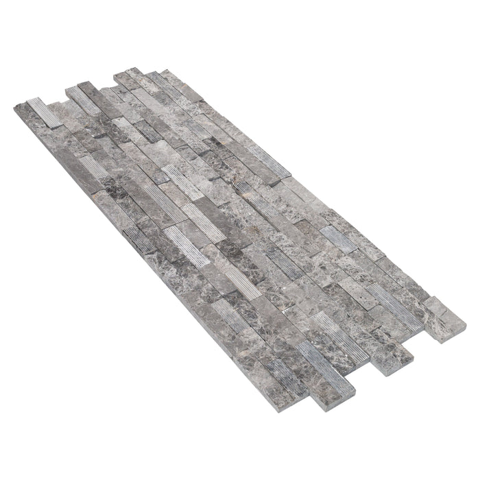Ventana Gray Ledger 3D Panel 6"x24" Multi Surface Natural Marble Wall Tile - Belair Collection