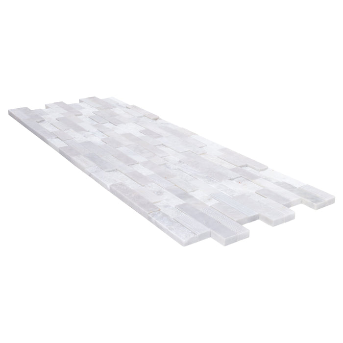 Lincoln White Ledger 3D Panel 6"x24" Multi Surface Natural Marble Wall Tile - Belair Collection