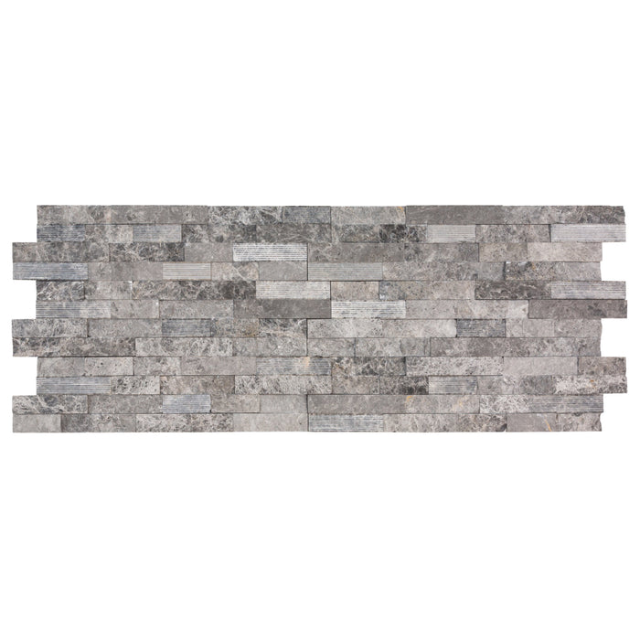 Ventana Gray Ledger 3D Panel 6"x24" Multi Surface Natural Marble Wall Tile - Belair Collection