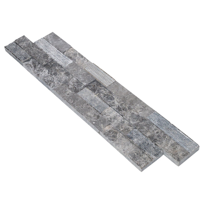 Ventana Gray Ledger 3D Panel 6"x24" Multi Surface Natural Marble Wall Tile - Belair Collection
