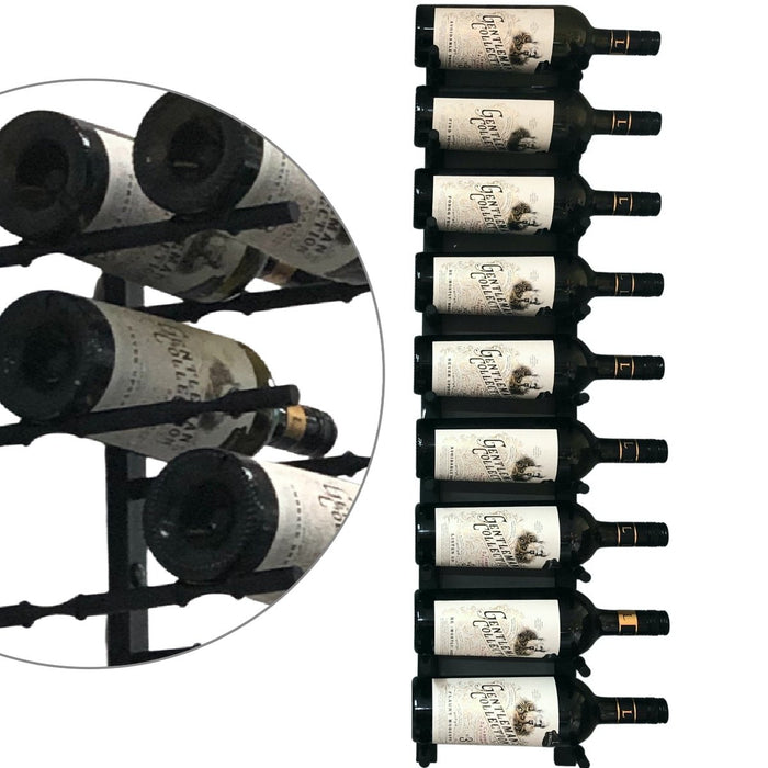 Wall Mounted Metal Rail Wine Racks | 2-Bottle Depth