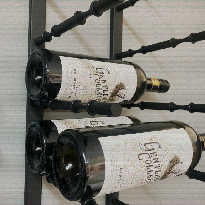 Wall Mounted Metal Rail Wine Racks | 2-Bottle Depth