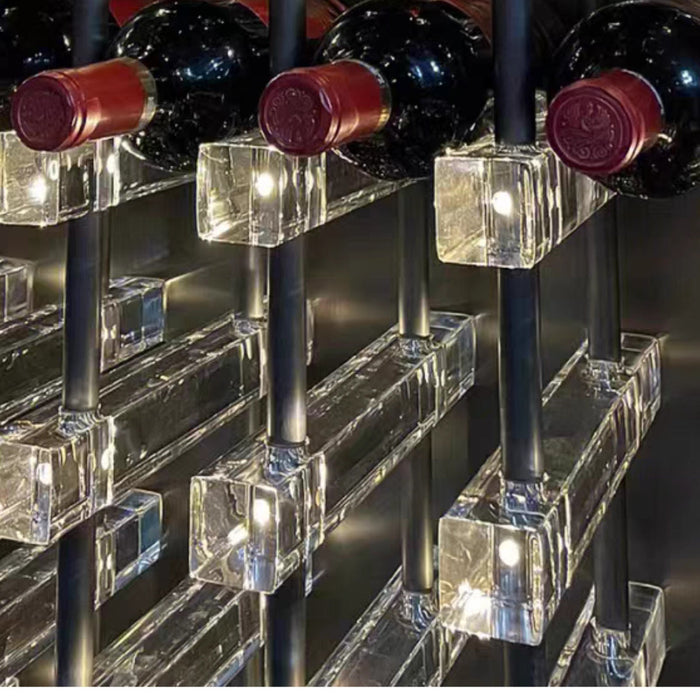 Modern Elegance: Acrylic and Metal Wine Racks with LED Lighting