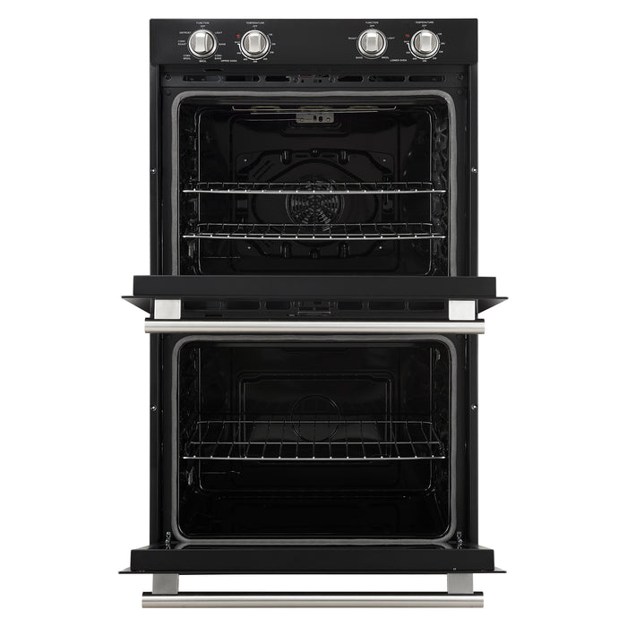 Forno Vomero 30-Inch Double Wall Oven, Black, 10 cu.ft Total Capacity, 7100W Convection, Mechanical Controls, Manuel Steam Clean