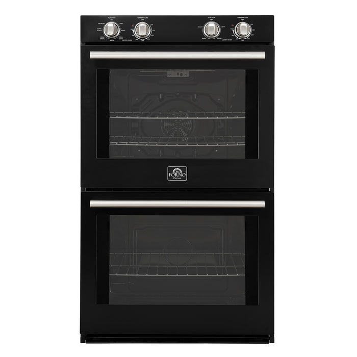 Forno Vomero 30-Inch Double Wall Oven, Black, 10 cu.ft Total Capacity, 7100W Convection, Mechanical Controls, Manuel Steam Clean