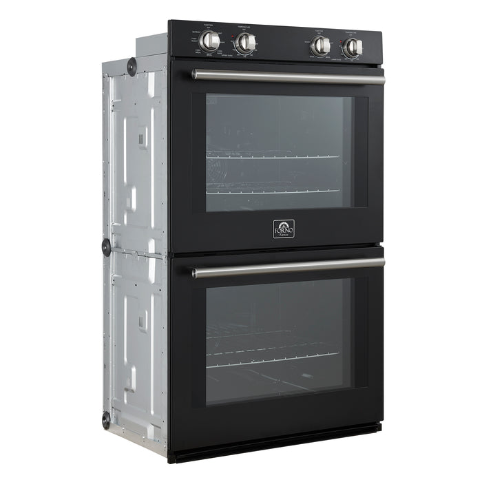 Forno Vomero 30-Inch Double Wall Oven, Black, 10 cu.ft Total Capacity, 7100W Convection, Mechanical Controls, Manuel Steam Clean