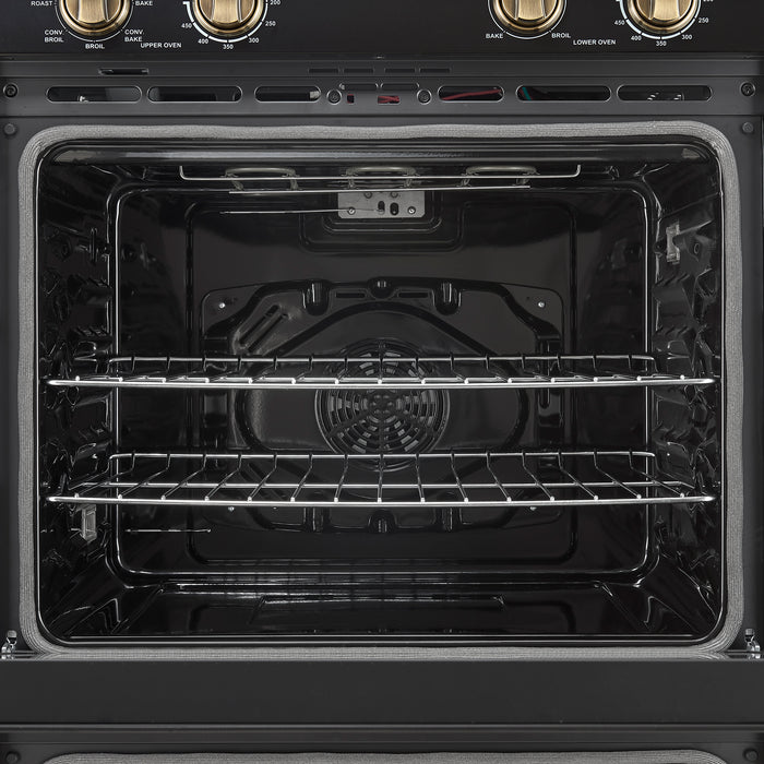 Forno Vomero 30-Inch Double Wall Oven, Black, 10 cu.ft Total Capacity, 7100W Convection, Mechanical Controls, Manuel Steam Clean