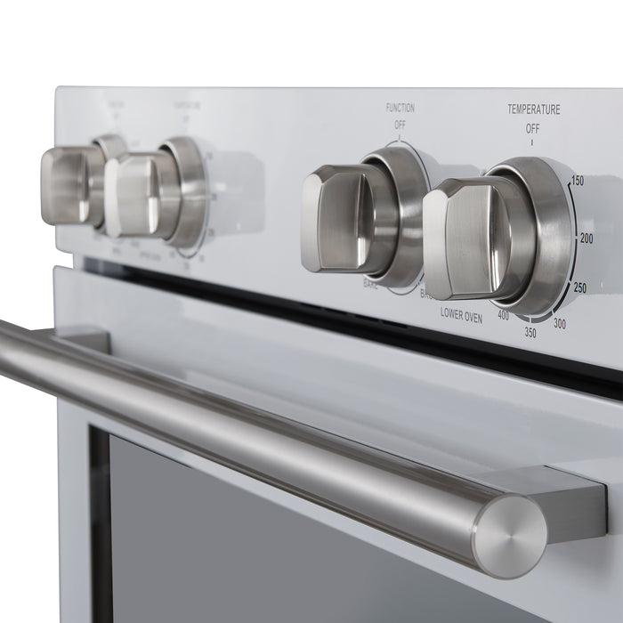 Forno Vomero 30-Inch Double Wall Oven, White, 10 cu.ft Total Capacity, 7100W Convection, Mechanical Controls, Manuel Steam Clean