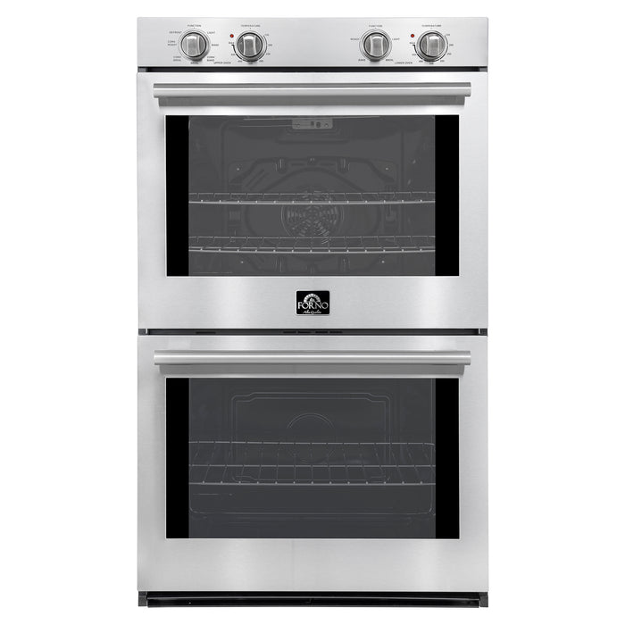 Forno Vomero 30-Inch Double Wall Oven, Stainless Steel, 10 cu.ft Total Capacity, 7100W Convection, Mechanical Controls, Self-Cleaning Function