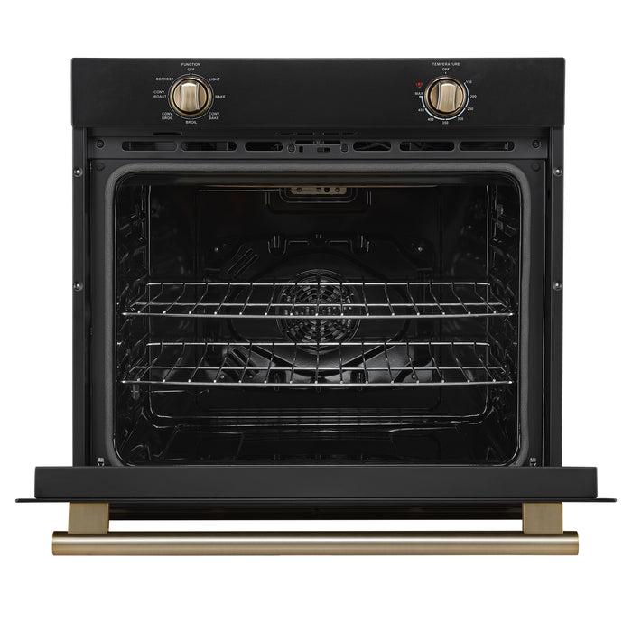 Forno Vomero 30-Inch Wall Oven, Black, 5 cu.ft Capacity, 3550 Watts Convection, Mechanical Controls, Manuel Steam Clean