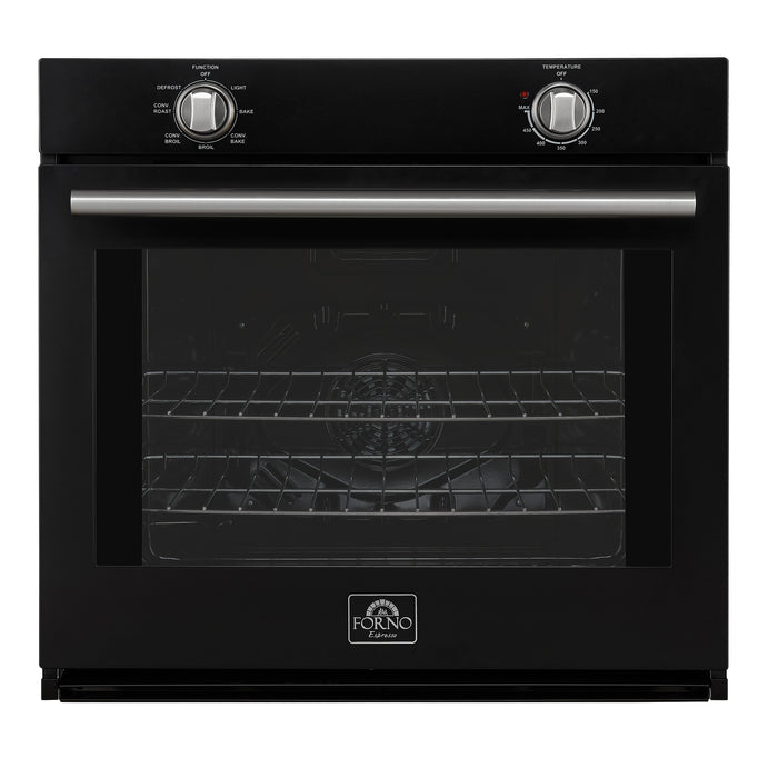 Forno Vomero 30-Inch Wall Oven, Black, 5 cu.ft Capacity, 3550 Watts Convection, Mechanical Controls, Manuel Steam Clean