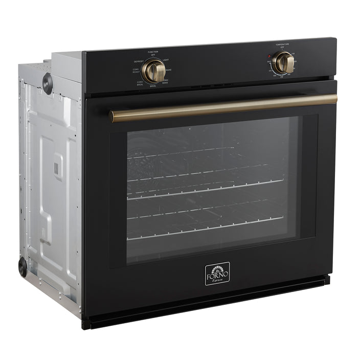 Forno Vomero 30-Inch Wall Oven, Black, 5 cu.ft Capacity, 3550 Watts Convection, Mechanical Controls, Manuel Steam Clean
