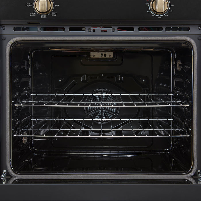 Forno Vomero 30-Inch Wall Oven, Black, 5 cu.ft Capacity, 3550 Watts Convection, Mechanical Controls, Manuel Steam Clean