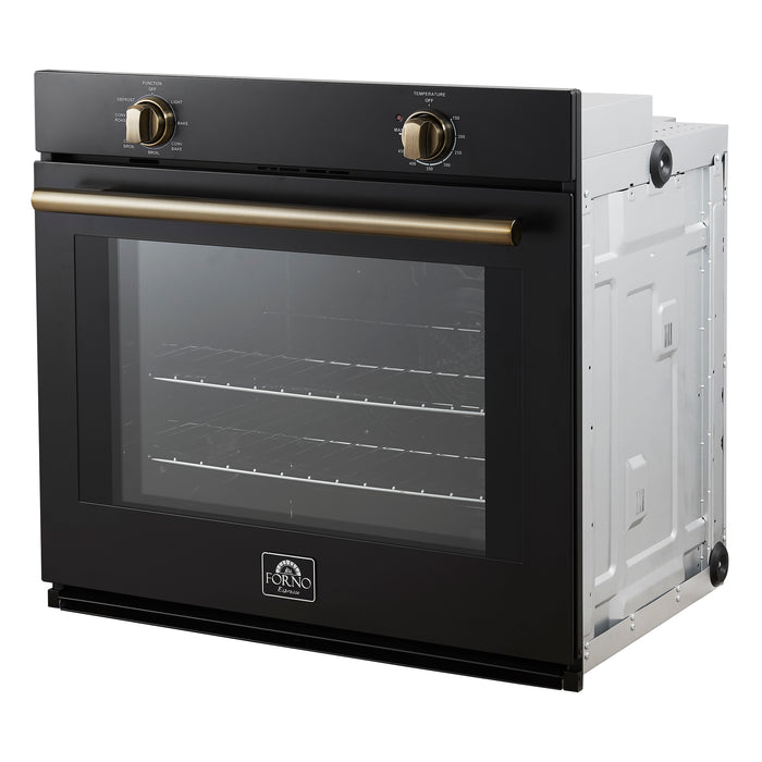 Forno Vomero 30-Inch Wall Oven, Black, 5 cu.ft Capacity, 3550 Watts Convection, Mechanical Controls, Manuel Steam Clean