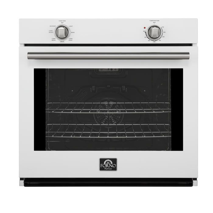 Forno Vomero 30-Inch Wall Oven, White, 5 cu.ft Capacity, 3550 Watts Convection, Mechanical Controls, Manuel Steam Clean