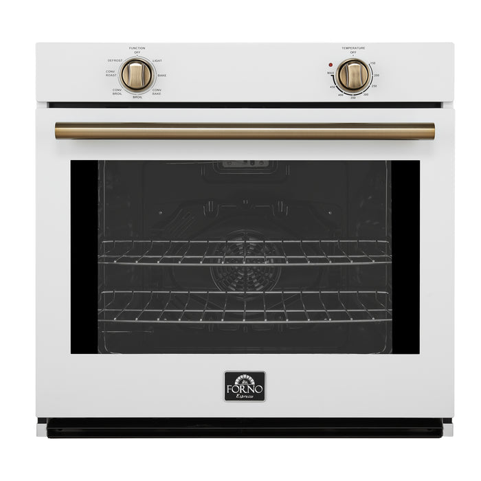 Forno Vomero 30-Inch Wall Oven, White, 5 cu.ft Capacity, 3550 Watts Convection, Mechanical Controls, Manuel Steam Clean