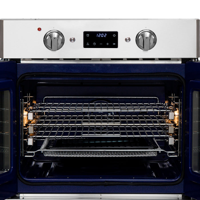 Forno Gallico 30-Inch Electric French Door Wall Oven, Stainless Steel, True Convection, Air Fry, Self-Cleaning