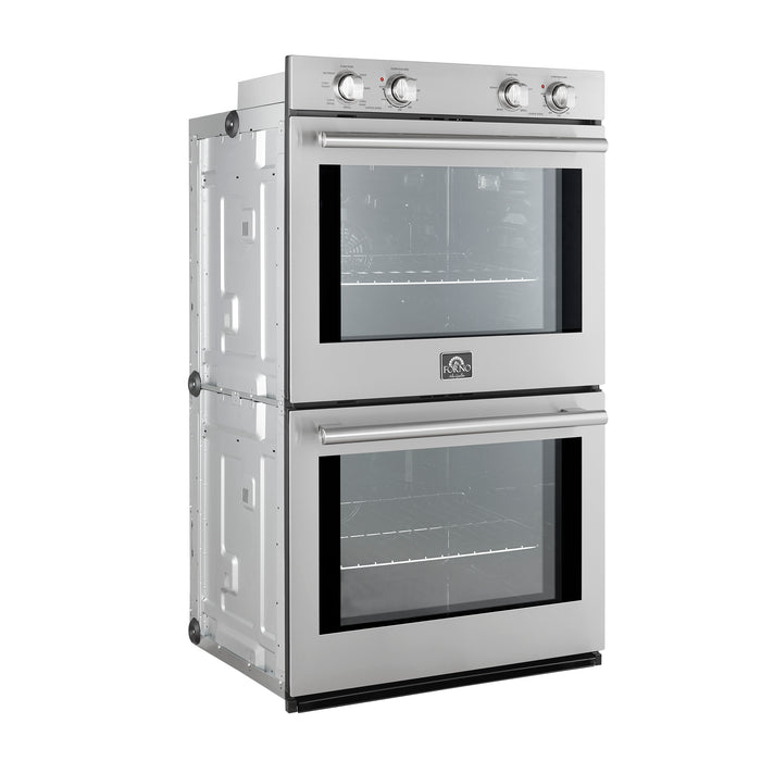 Forno Vomero 30-Inch Double Wall Oven, Stainless Steel, 10 cu.ft Total Capacity, 7100W Convection, Mechanical Controls, Self-Cleaning Function