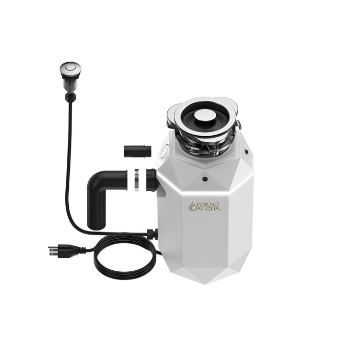 FORNO ACQUA BrightDIAMOND Moonstone 1HP Super Quiet Garbage Disposal Corded with Motion Sensor Cabinet Light & Pre-Wired Air Switch