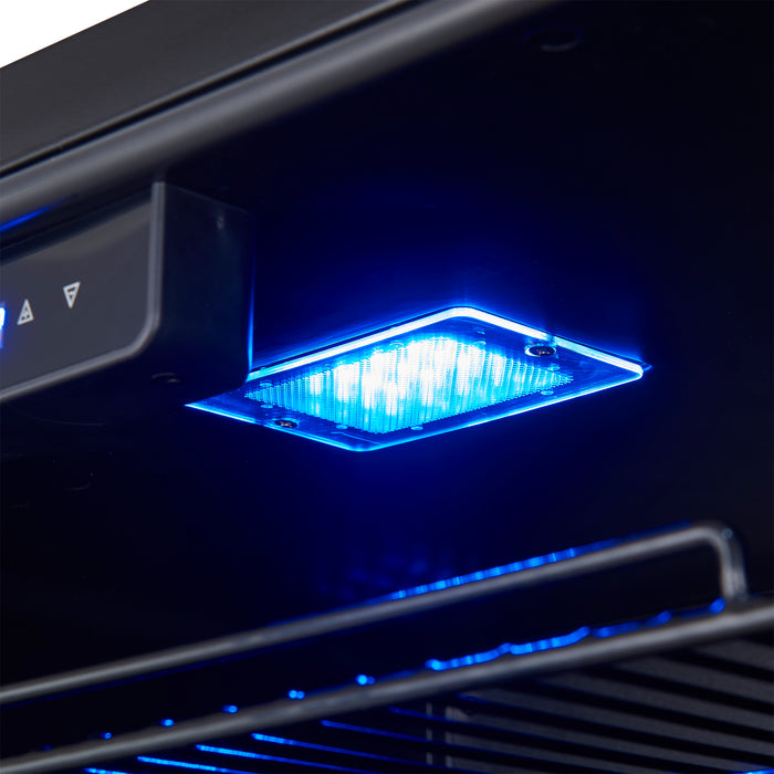 Forno Gemello 48 Inch Side-by-Side Wine and Beverage Cooler in Black with Antique Brass Handles, French Door, 9.6 cu. ft.