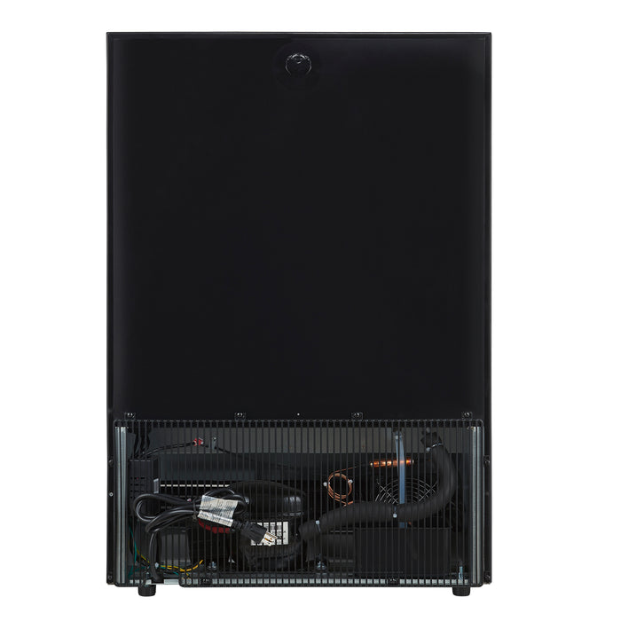 Forno Frescolino 24 Inch Beverage Cooler, Black with Antique Brass Handles, with LED Lighting, Triple Glass Door, 188 Can Capacity, Built-In or Freestanding