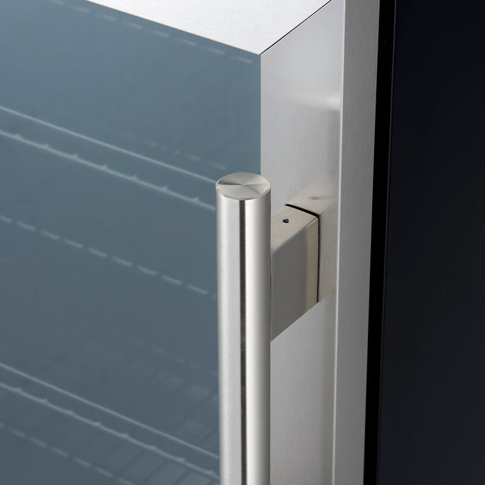 Forno Frescolino 24 Inch Beverage Cooler, Stainless Steel, with LED Lighting, Triple Glass Door, 188 Can Capacity, Built-In or Freestanding