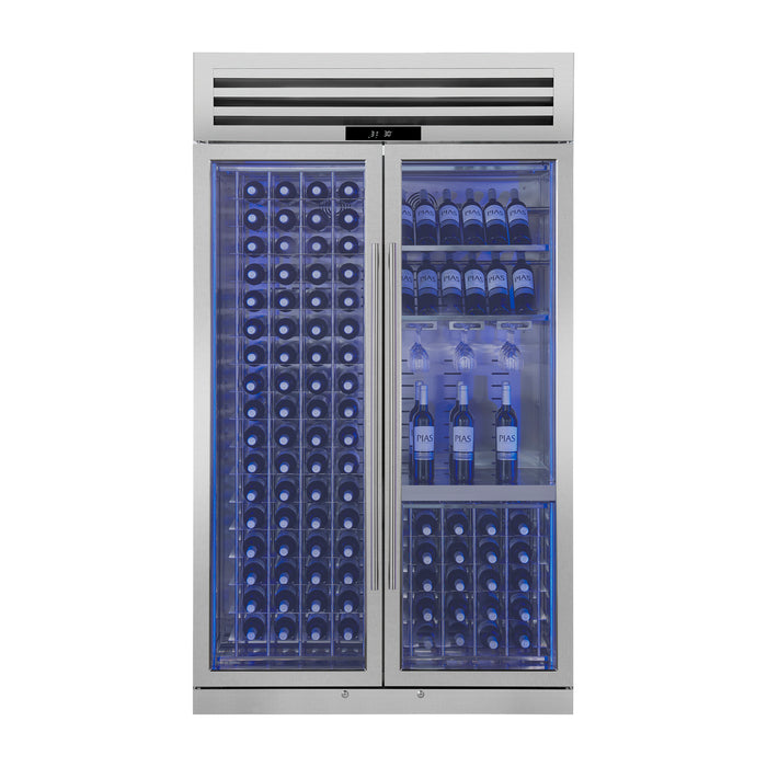 Abruzzo 48" Wine Cooler, Dual Zone, 30 cu.ft., 130 bottles, Display & Service Shelves, Stemware Racks, Rust resistant