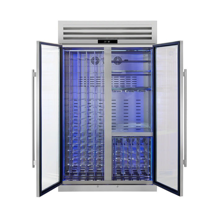 Abruzzo 48" Wine Cooler, Dual Zone, 30 cu.ft., 130 bottles, Display & Service Shelves, Stemware Racks, Rust resistant