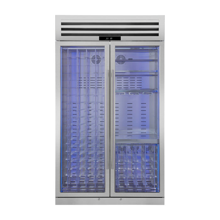 Abruzzo 48" Wine Cooler, Dual Zone, 30 cu.ft., 130 bottles, Display & Service Shelves, Stemware Racks, Rust resistant