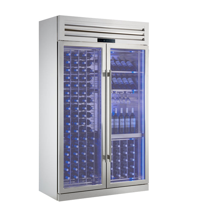 Abruzzo 48" Wine Cooler, Dual Zone, 30 cu.ft., 130 bottles, Display & Service Shelves, Stemware Racks, Rust resistant