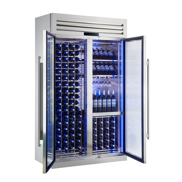 Abruzzo 48" Wine Cooler, Dual Zone, 30 cu.ft., 130 bottles, Display & Service Shelves, Stemware Racks, Rust resistant