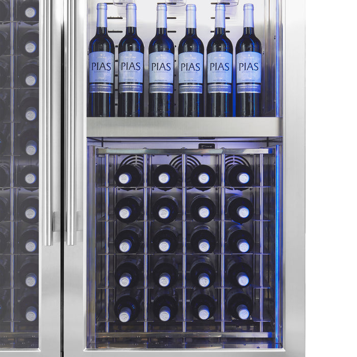 Abruzzo 48" Wine Cooler, Dual Zone, 30 cu.ft., 130 bottles, Display & Service Shelves, Stemware Racks, Rust resistant