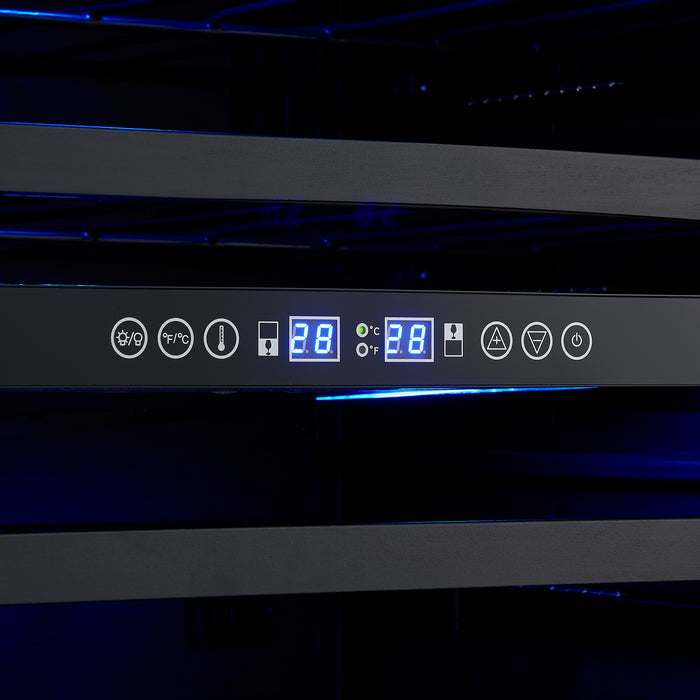 Forno Gemello 48 Inch Side-by-Side Wine and Beverage Cooler in White with Antique Brass Handles, French Door, 9.6 cu. ft.