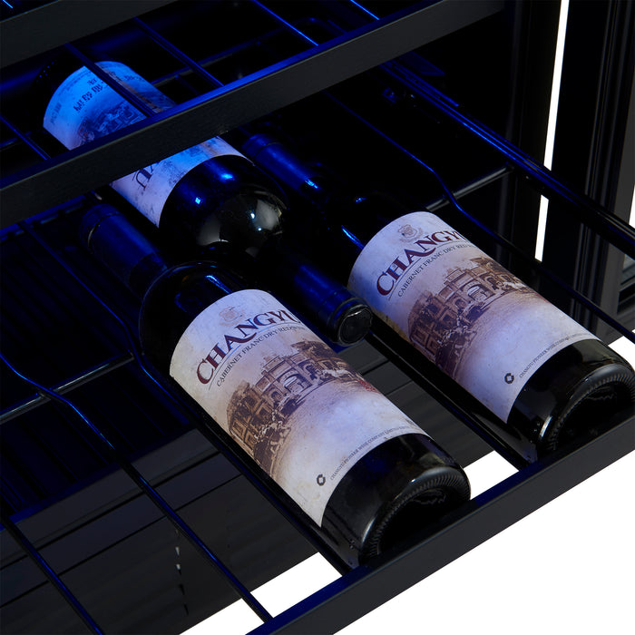 Forno Gemello 48 Inch Side-by-Side Wine and Beverage Cooler in White with Antique Brass Handles, French Door, 9.6 cu. ft.