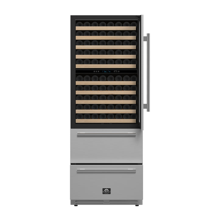 Forno Celano 30-Inch Dual Zone Wine Cooler and Beverage Cooler, 21.3 cu.ft, Stainless Steel