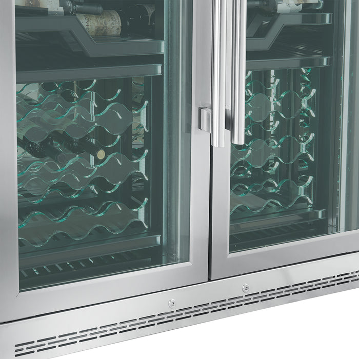 FORNO Abruzzo 48-Inch Dual Zones Wine Cellar, 102 Bottles, 24 cu. ft., Green Acrylic Holders & Black Shelves