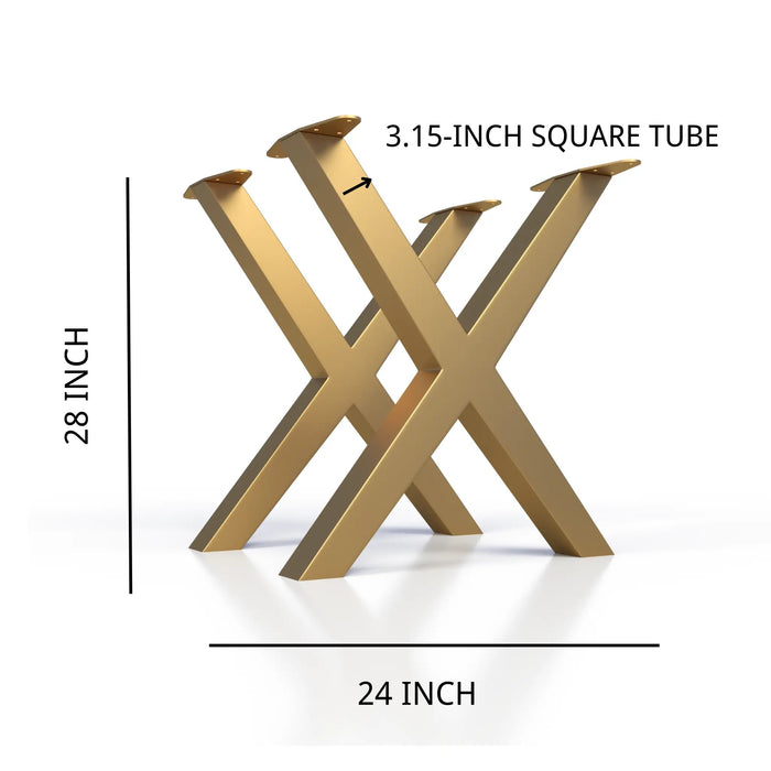 X Shape Steel Dining Table Legs Golden Apple