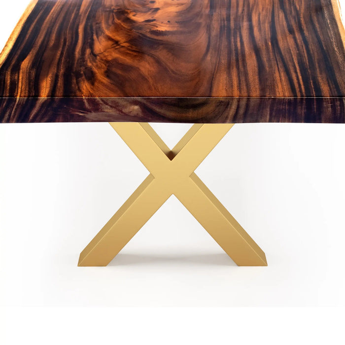 X Shape Steel Dining Table Legs Golden Apple