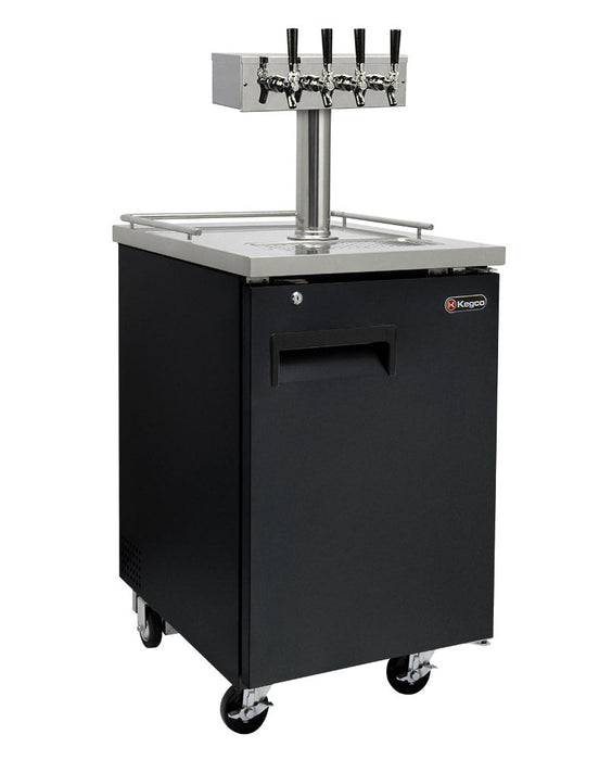 24" Wide Four Tap Black Commercial Kegerator