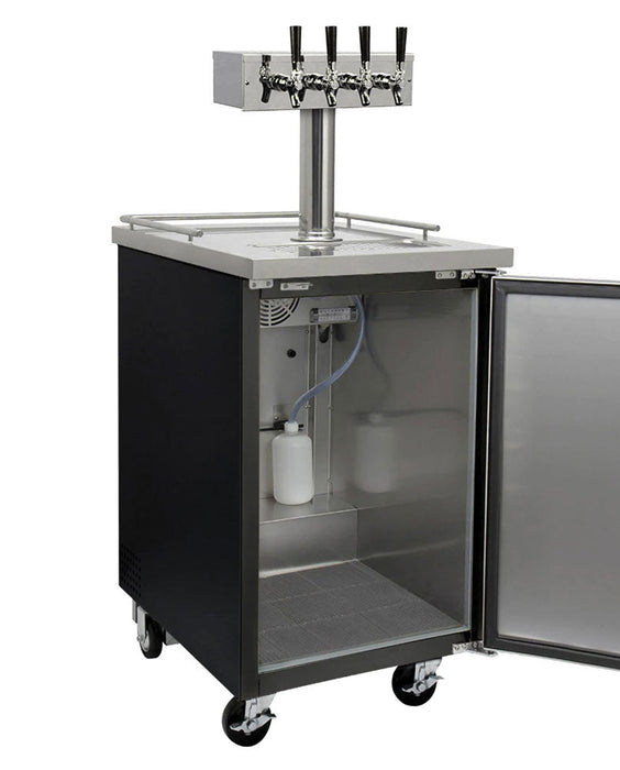 24" Wide Four Tap Black Commercial Kegerator