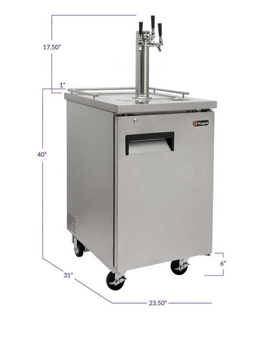 24" Wide Homebrew Triple Tap All Stainless Steel Commercial Kegerator with Kit