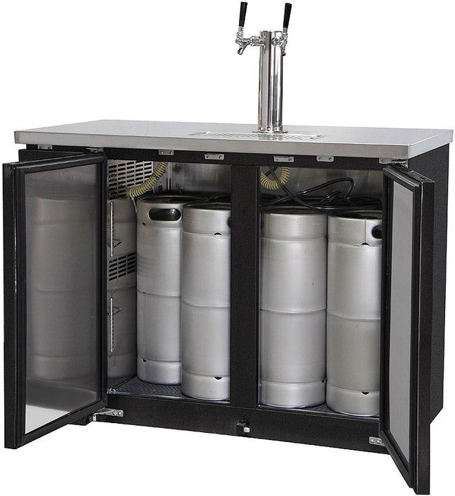 49" Wide Dual Tap Black Commercial Kegerator