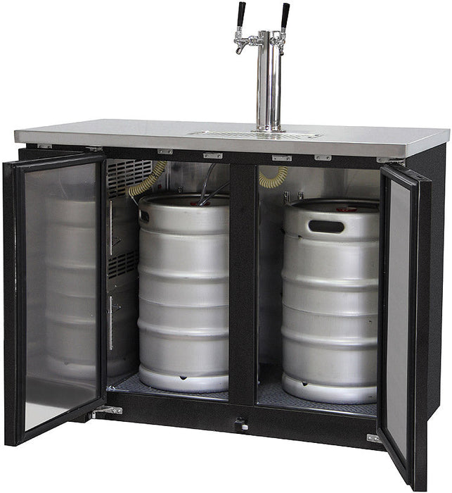 49" Wide Dual Tap Black Commercial Kegerator